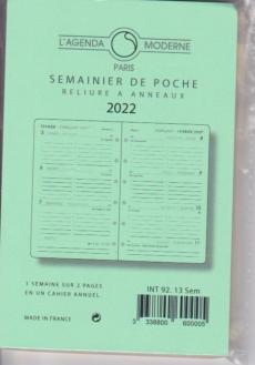 INT 9213S Recharge  agenda Moderne 2022 MINISEM 1 S / 2 Pages- Tranche Or