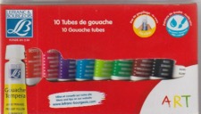 Lefranc et Bourgeois étui de 10 tubes de Gouache 