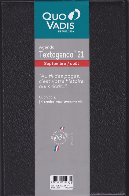 Agenda quo vadis H24/24 avec répertoire couverture impala