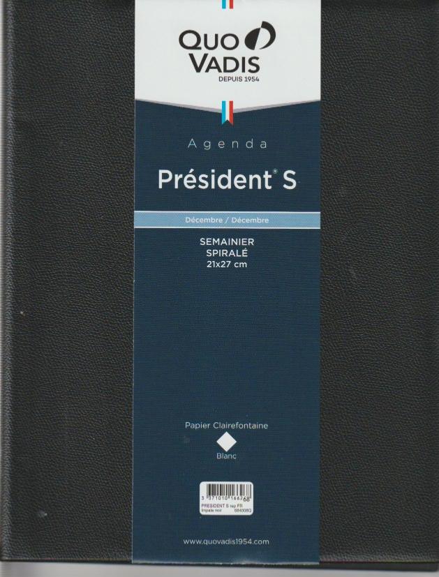 Agenda QUO VADIS Président S format 21 x 27 1 semaine sur 2