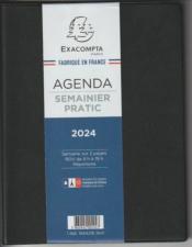Exacompta 194421 Agenda semainier pratic avec couverture plastique Jan à Déc Noir Année 2024