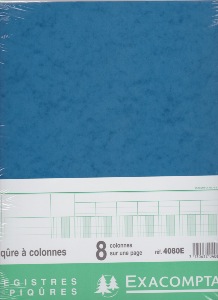 REGISTRE EXACOMPTA  PIQURE A 8 COLONNES 4080E