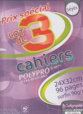 Clairefontaine  Cahier Polypro  Grands carreaux sans spirales 96 pages 24 x 32 Assortis Lot de 3